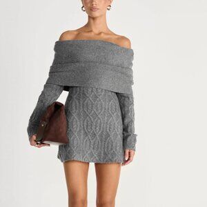Charcoal Clothing- Pavati Long Sleeve Mini Dress (Slate)